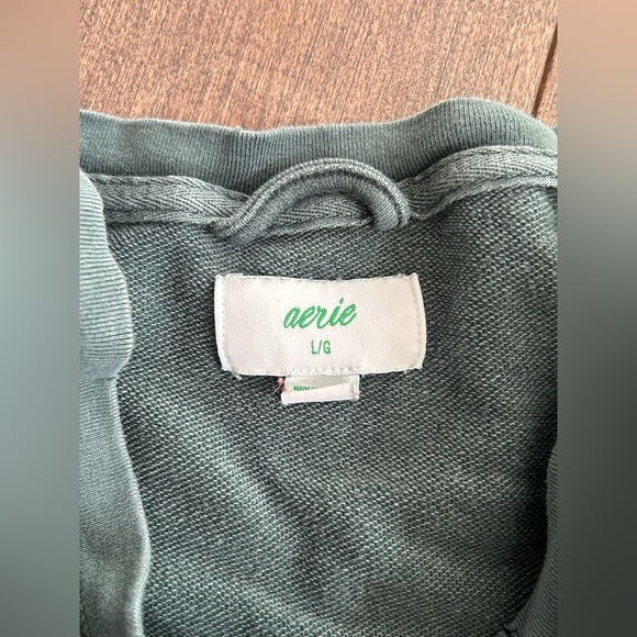 Aerie Green Knot-Front Long Sleeve Top size large - Picture 3 of 3